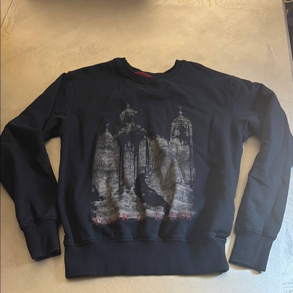 Black Crewneck Sweater with Tower of London graphic